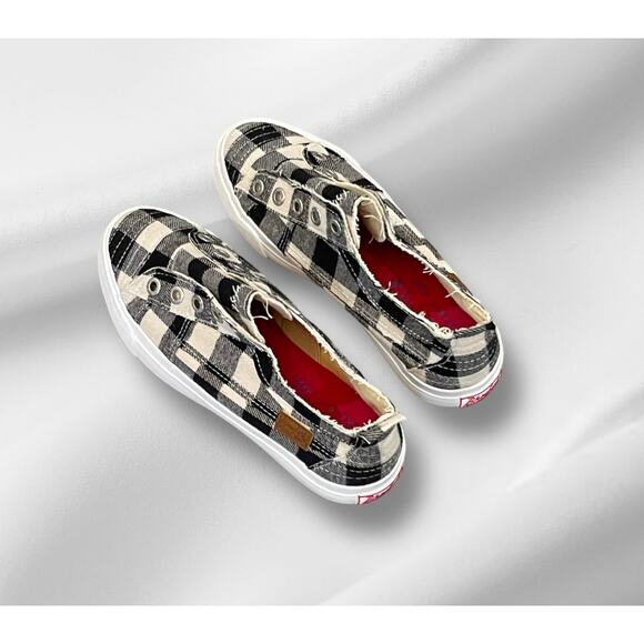 Blowfish Malibu Sneaker Girls 5 StreetWear Cream Buffalo Check Skater Rocker - Picture 2 of 8